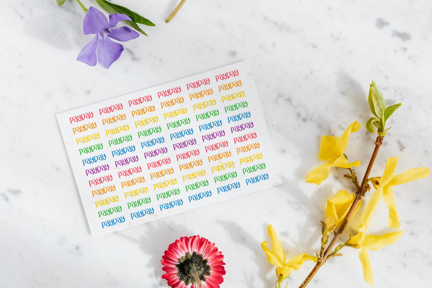 Payday Planner Stickers, Rainbow Journal Stickers. Sticker Sheet