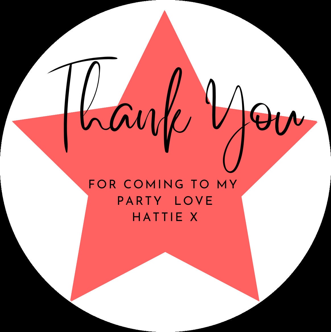 Thank you for coming to my party stickers, Goodie bag stickers, thank you stickers, star stickers, name stickers, 24 colours