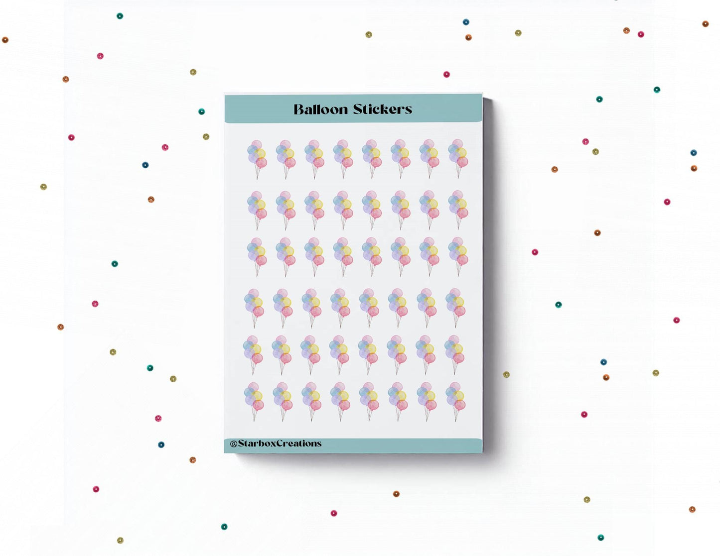 Watercolor Balloon Planner Stickers: Birthday Reminder Sheet