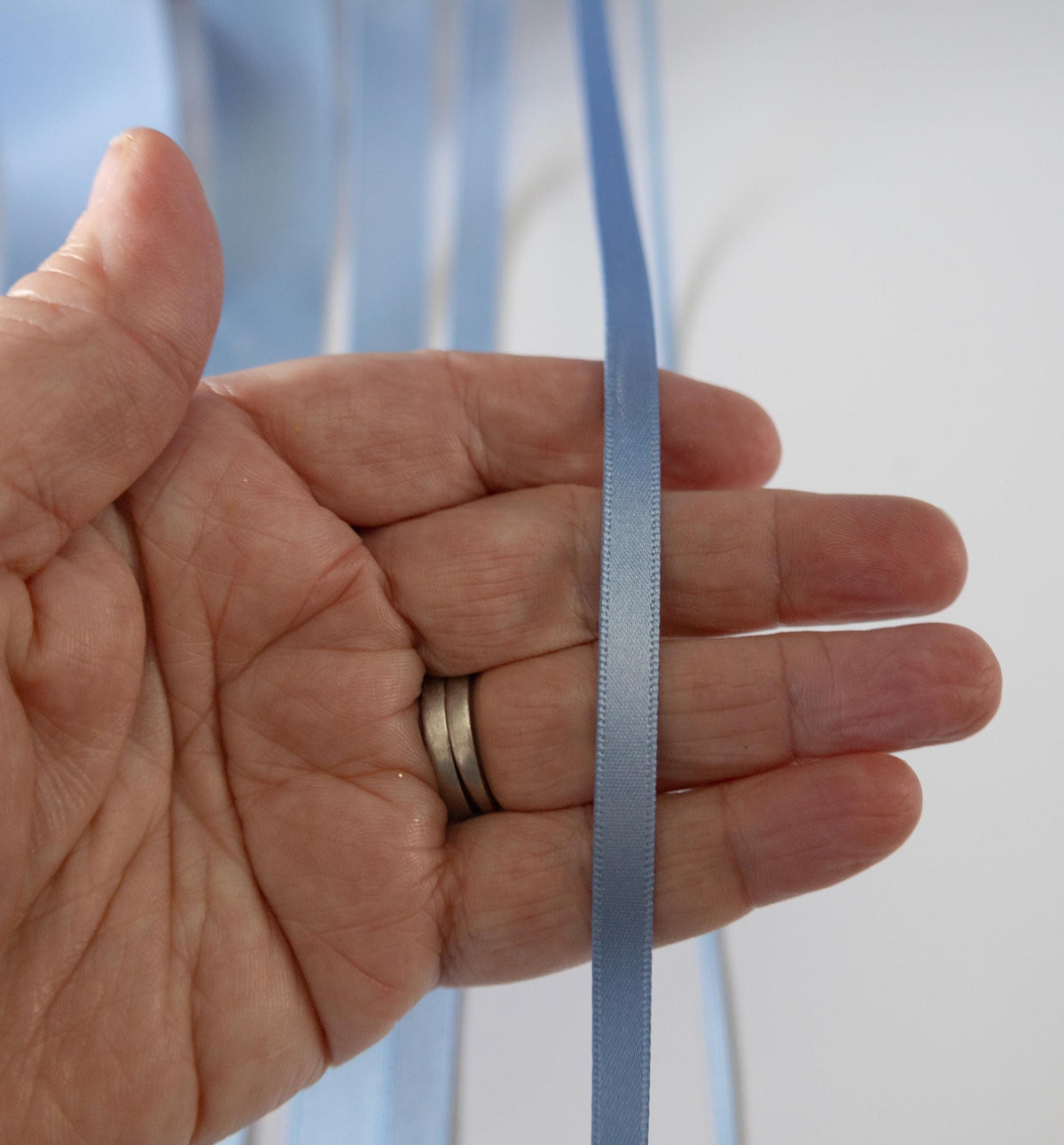 Blue double sided satin ribbon, Beresford's no 61 trim for weddings, anniversary gifts - 7 widths in 5 metre lengths, RECYCLED eco friendly