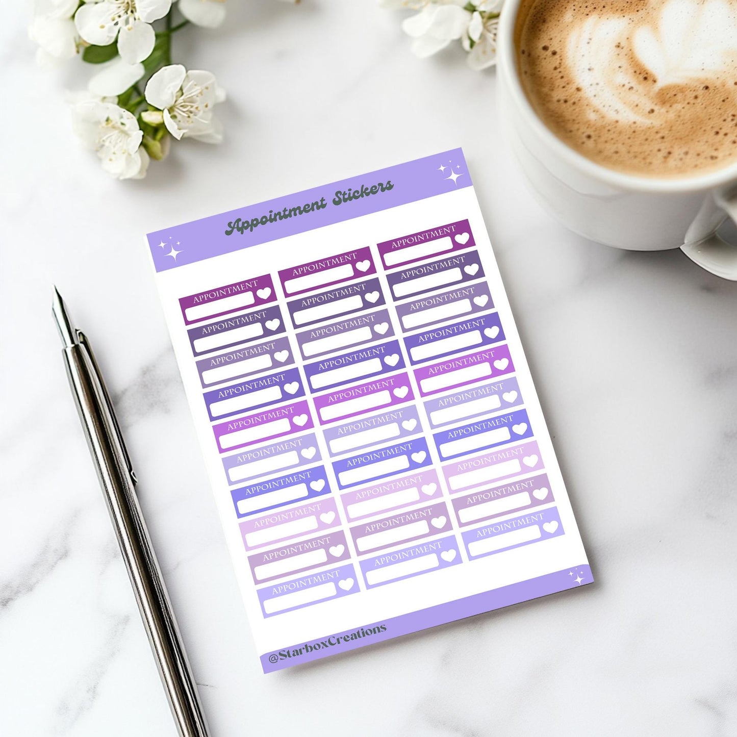Blank Appointment Reminder Planner Stickers, Functional Label Stickers for Journals, Calendars, Bullet Journals & Daily Planners