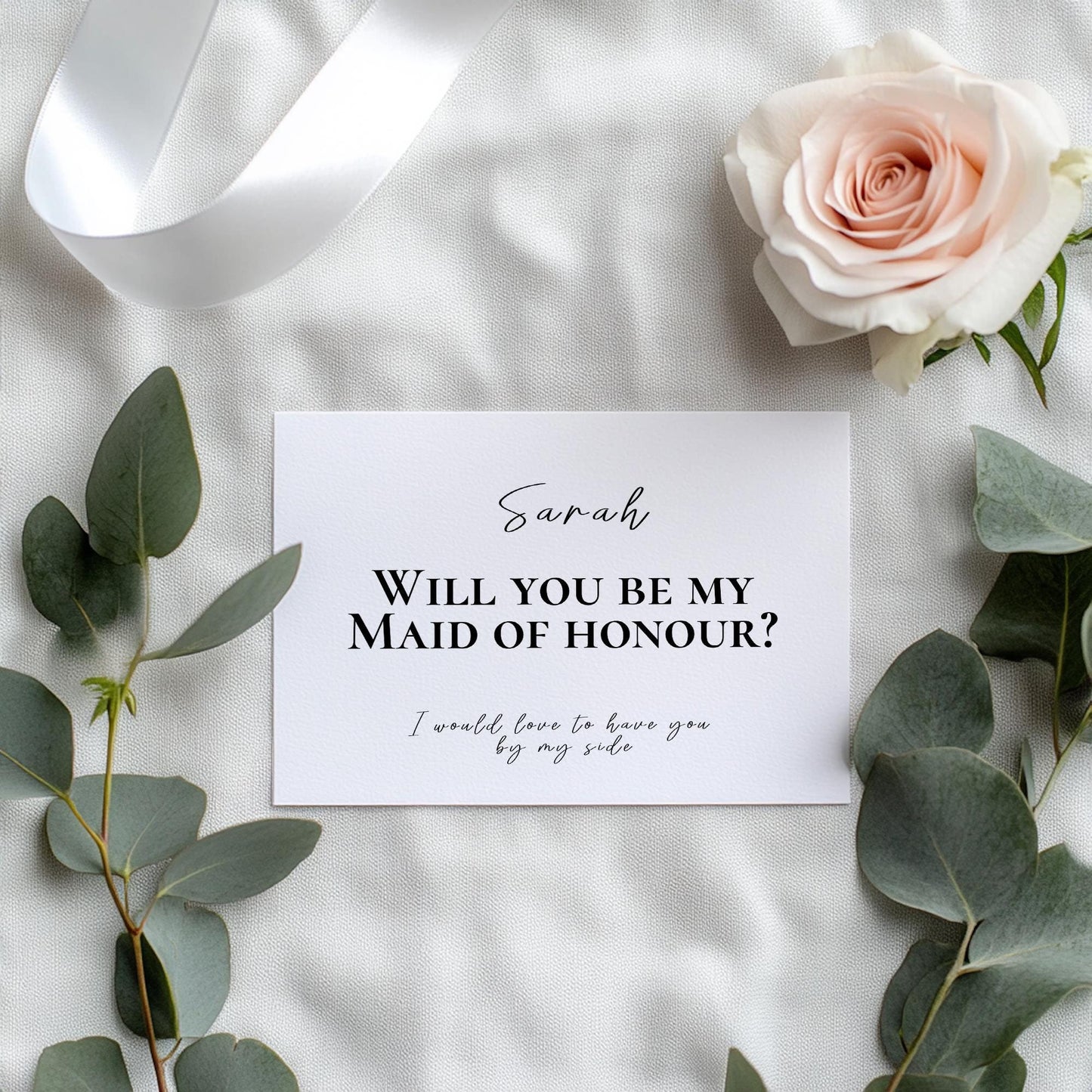 Bridesmaid Proposal Card: Yorkshire Handmade, Crisp White Card