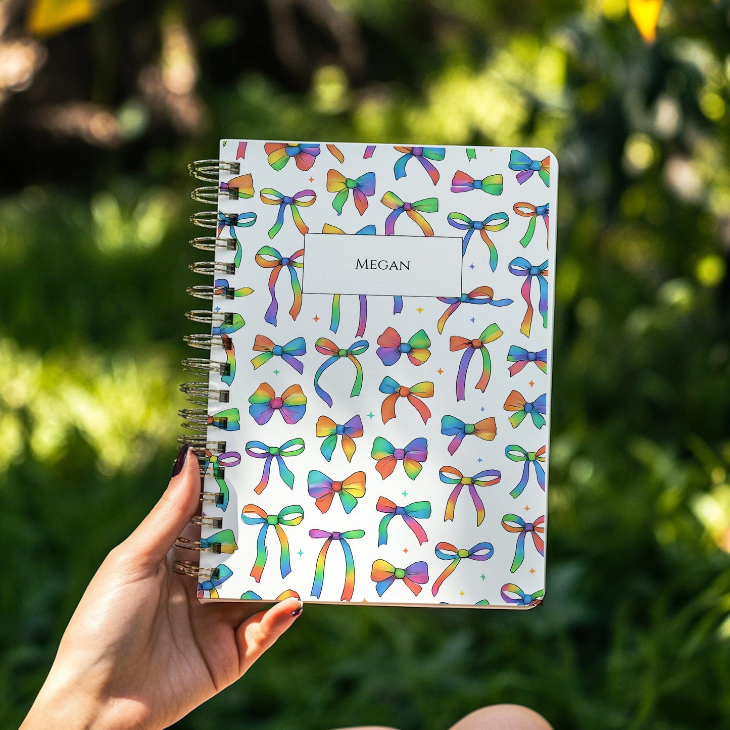 Personalised Notebook, Notepad Wire bound Soft backed, Rainbow Spiral Notebook, gifts for her, Gifts for him. A4 or A5