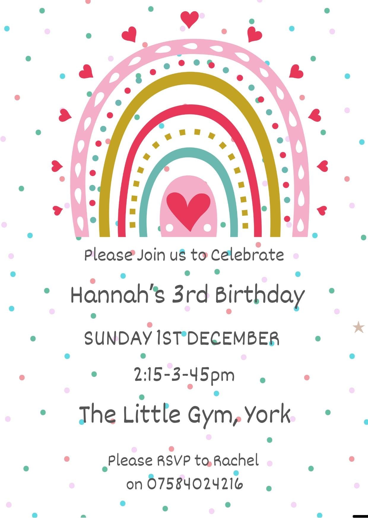 Rainbow party invitations, pastel colour 12 personalised invitations includes envelopes, kids rainbow party invites.