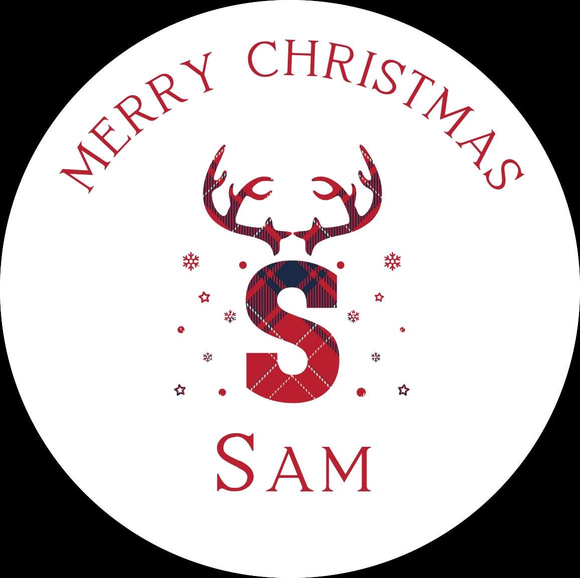 Personalized Christmas Stickers: Stag Design, Custom Name Xmas Seals