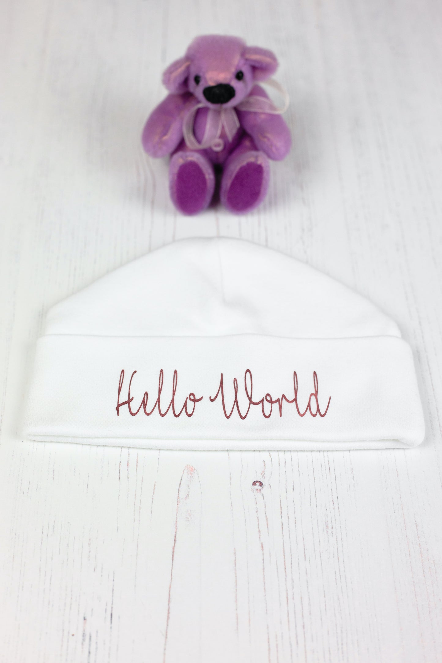 Personalised New Baby Hat, hello World