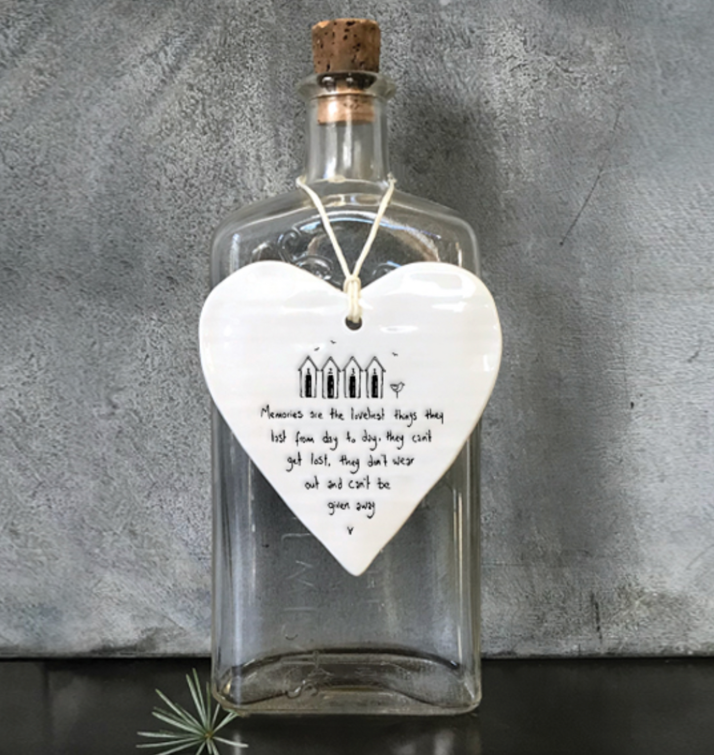 East Of India Porcelain Hanging Heart Memories Porcelain Gift