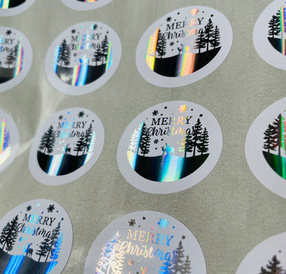 Merry Christmas Foil Stickers, Stickers Sheets, Foiled Labels, Foil labels, Envelope Seals
