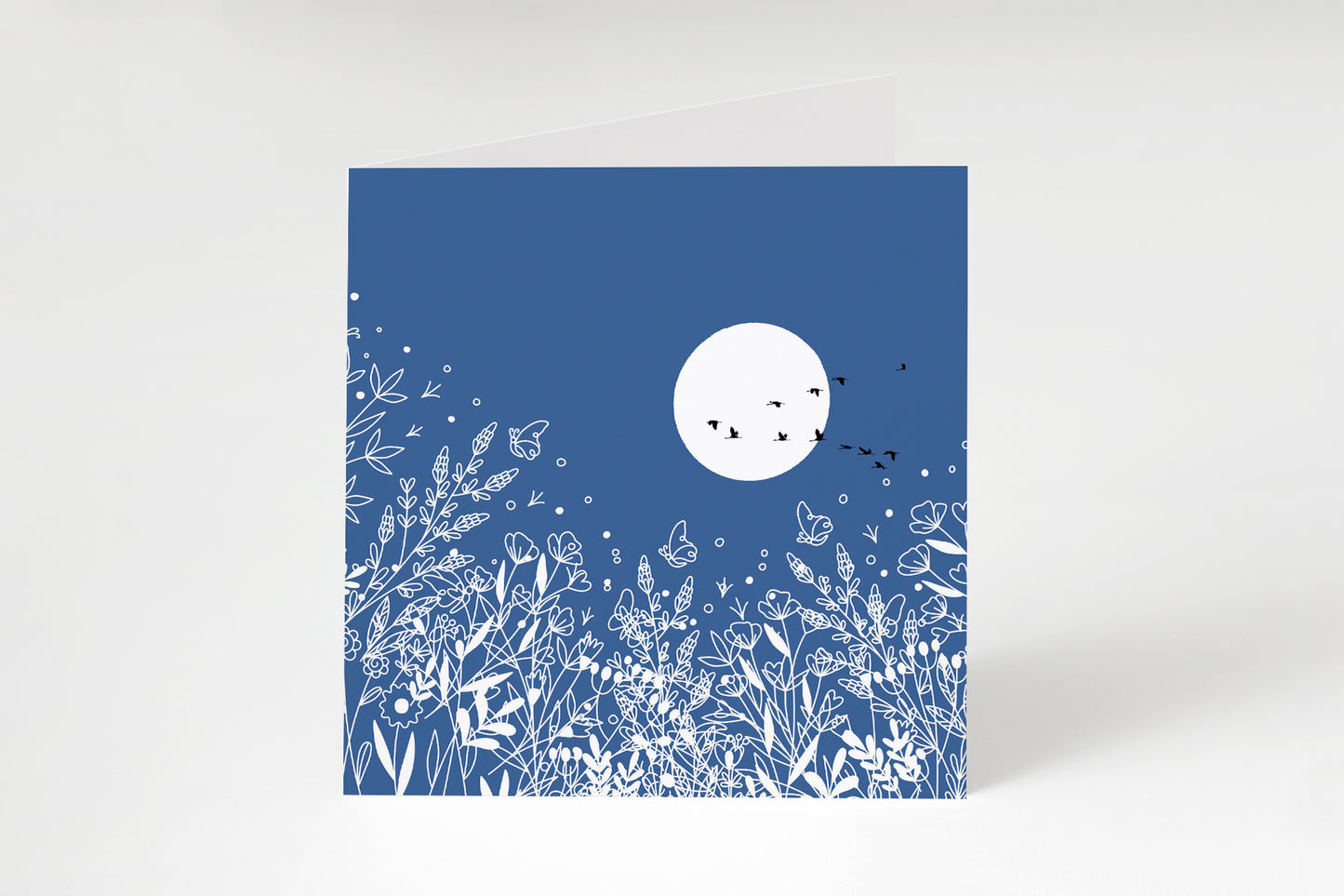 Moon wildflower greetings card, Square blank card, Flowers greeting card