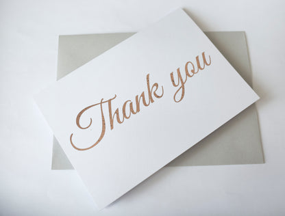 Foiled Thank you Cards, Wedding Thank you Cards, Pack of 3