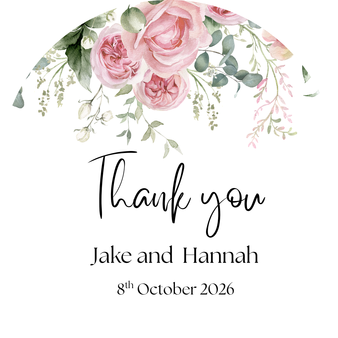 Blush Rose Wedding Stickers: Personalised Thank You Favour Labels