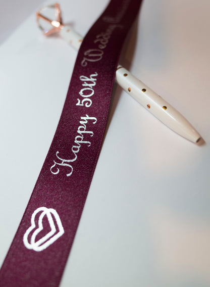 personalised 25mm Personalised Printed Ribbon - Wedding Gift Wrap - Wedding Ribbon - Anniversary Gift Wrap - Christmas Ribbon