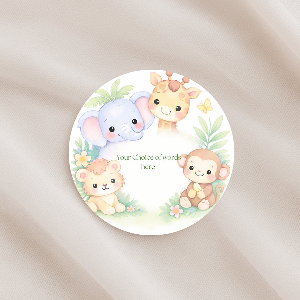 Goodie bag stickers, thank you stickers, five sizes, animal stickers, 1st Birthday