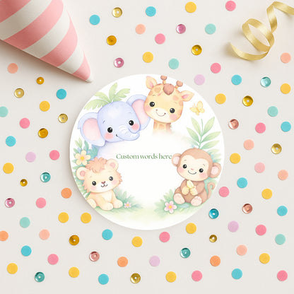 Goodie bag stickers, thank you stickers, five sizes, animal stickers, 1st Birthday