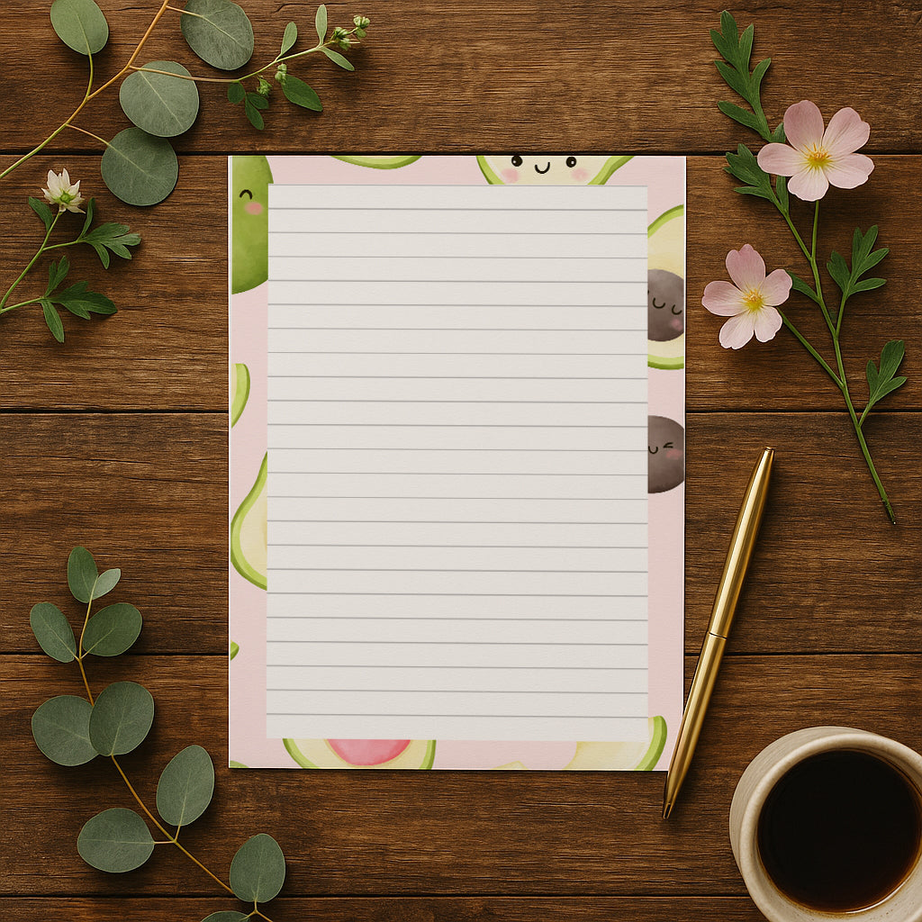 Avocado  Writing Paper A4 A5, 100gsm FSC,  Lined Stationery Letter Paper,  Note Paper for Journaling & Letters