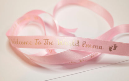 Personalised 15mm Ribbon. Satin Ribbon, Your Text Date, 5 metre lengths, Any Colour Wrapping, Gift, Business Branded, Wedding, Giftwrap