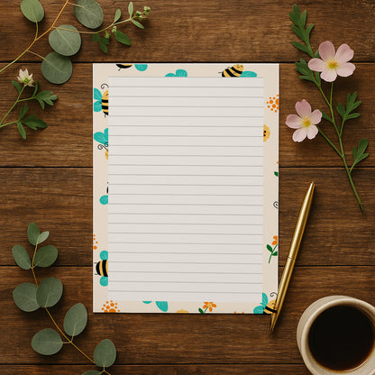 Bee Writing  Paper A4 A5, 100gsm FSC,  Lined Stationery Letter Paper,  Note Paper for Journaling & Letters