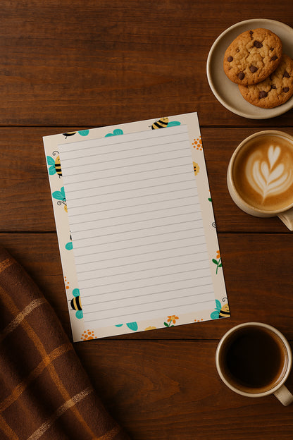 Bee Writing  Paper A4 A5, 100gsm FSC,  Lined Stationery Letter Paper,  Note Paper for Journaling & Letters