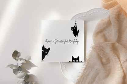 Cat Greeting Card, Black Cat Birthday Card