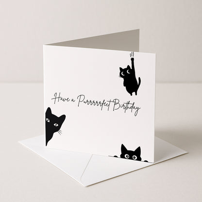 Cat Greeting Card, Black Cat Birthday Card