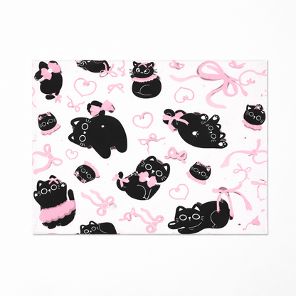 Black cat and Pink Bow gift wrapping paper