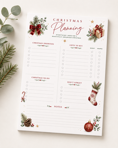 A5 Christmas Planning Pad – 50 Sheet Christmas Planner & Gift List