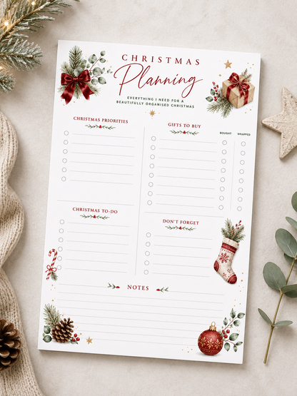 A5 Christmas Planning Pad – 50 Sheet Christmas Planner & Gift List