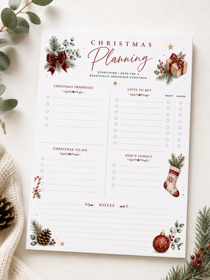 A5 Christmas Planning Pad – 50 Sheet Christmas Planner & Gift List