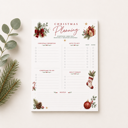 A5 Christmas Planning Pad – 50 Sheet Christmas Planner & Gift List