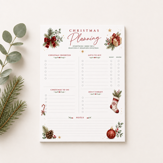A5 Christmas Planning Pad – 50 Sheet Christmas Planner & Gift List