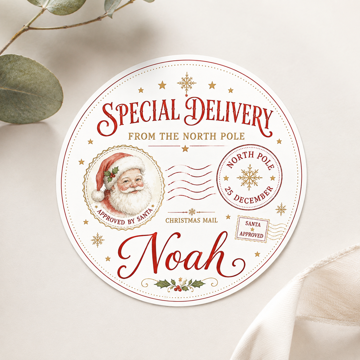 Personalised North Pole Special Delivery Christmas Stickers – Santa Gift Labels