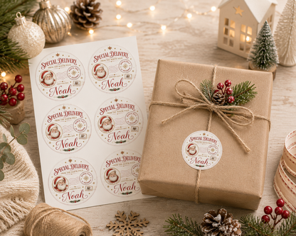 Personalised North Pole Special Delivery Christmas Stickers – Santa Gift Labels
