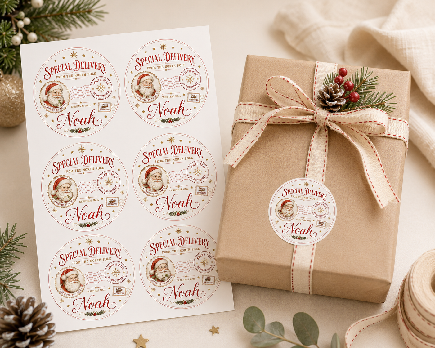 Personalised North Pole Special Delivery Christmas Stickers – Santa Gift Labels