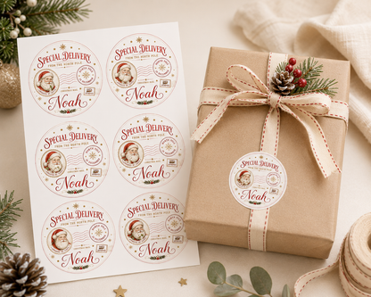 Personalised North Pole Special Delivery Christmas Stickers – Santa Gift Labels