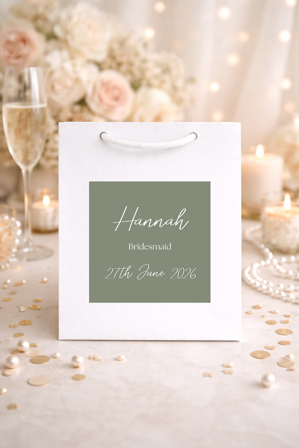Personalised Bridesmaid Gift Bag – Wedding Gift Bag & Bridal Party Gift Bags with Custom Gift Bag Sticker for Maid of Honour and Flower Girl