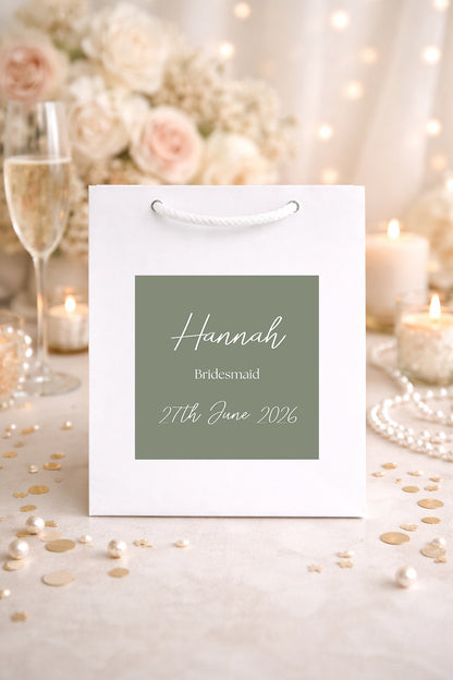 Personalised Bridesmaid Gift Bag – Wedding Gift Bag & Bridal Party Gift Bags with Custom Gift Bag Sticker for Maid of Honour and Flower Girl