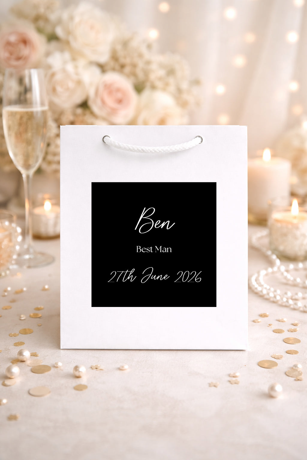 Personalised Bridesmaid Gift Bag – Wedding Gift Bag & Bridal Party Gift Bags with Custom Gift Bag Sticker for Maid of Honour and Flower Girl