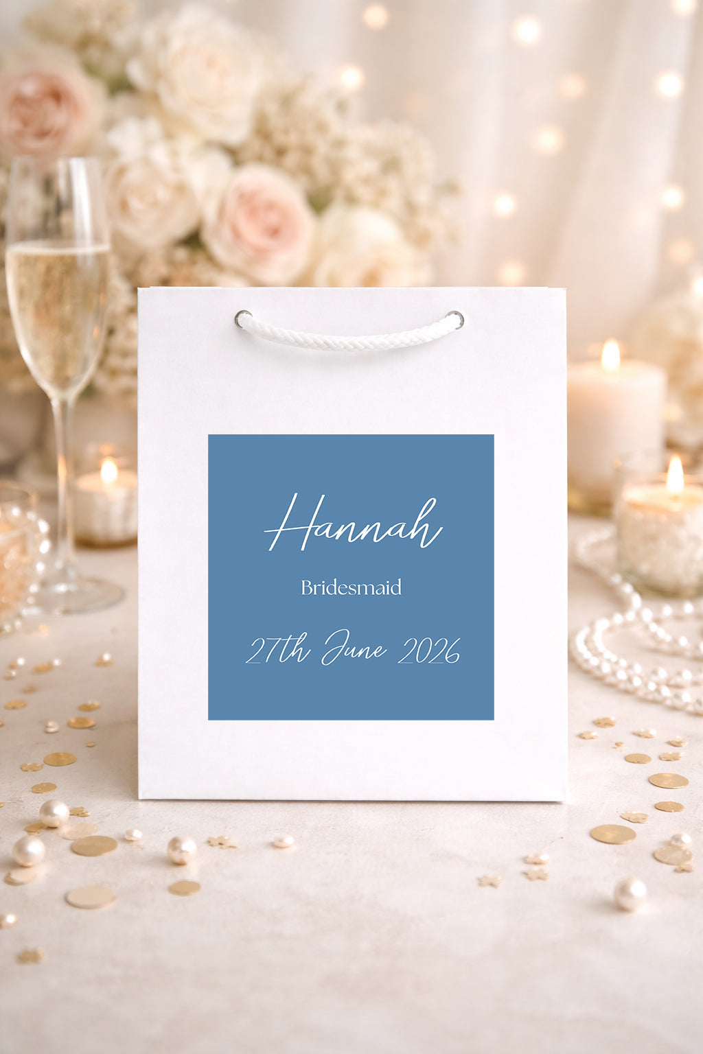 Personalised Bridesmaid Gift Bag – Wedding Gift Bag & Bridal Party Gift Bags with Custom Gift Bag Sticker for Maid of Honour and Flower Girl