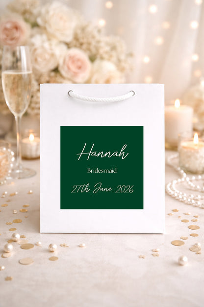 Personalised Bridesmaid Gift Bag – Wedding Gift Bag & Bridal Party Gift Bags with Custom Gift Bag Sticker for Maid of Honour and Flower Girl