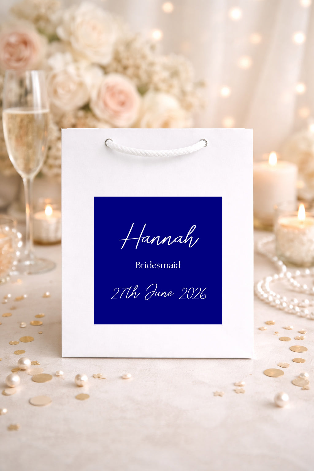 Personalised Bridesmaid Gift Bag – Wedding Gift Bag & Bridal Party Gift Bags with Custom Gift Bag Sticker for Maid of Honour and Flower Girl
