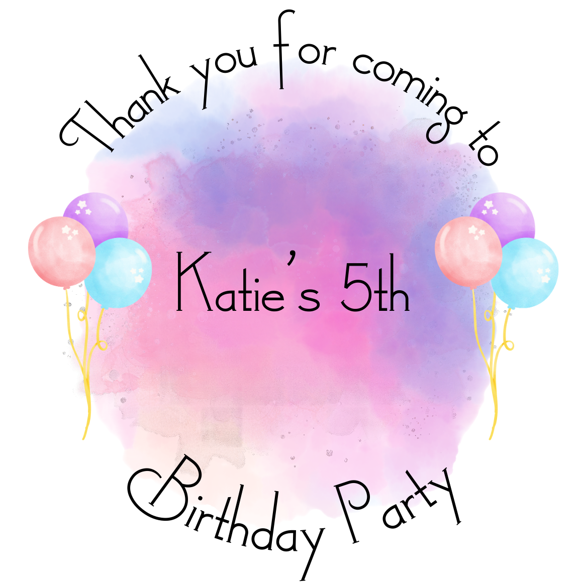 Thank you for coming to my party stickers, Paint splash stickers, Goodie bag stickers, thank you stickers, three sizes, name stickers