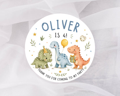 Personalised Dinosaur Birthday Stickers – Kids Party Thank You Labels
