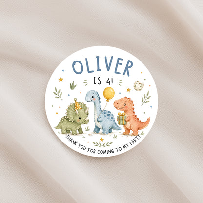 Personalised Dinosaur Birthday Stickers – Kids Party Thank You Labels