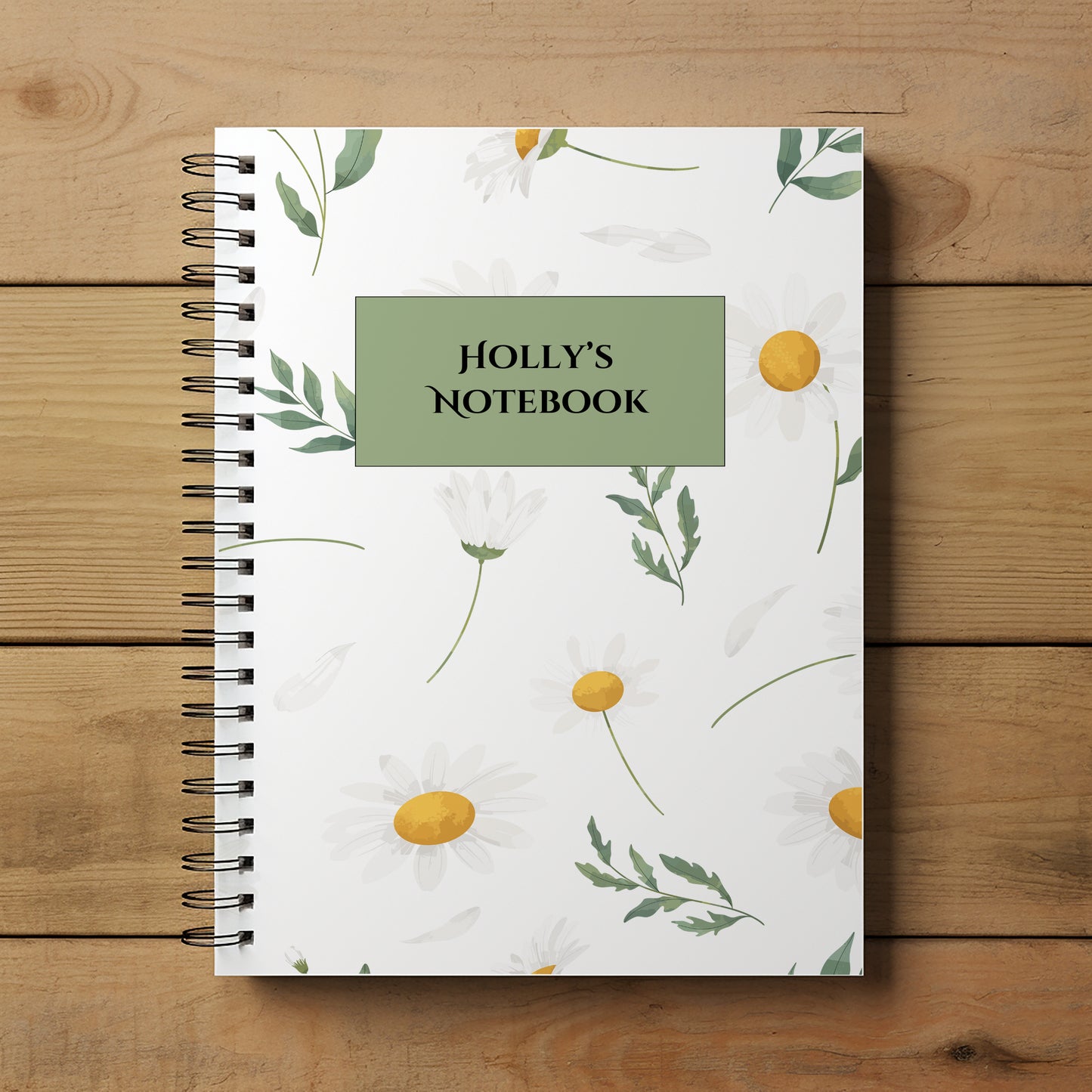 Personalised Notebook, Notepad Wire bound Soft backed, daisy Spiral Notebook, gifts for her, Gifts for him. A4 or A5 (Copy)