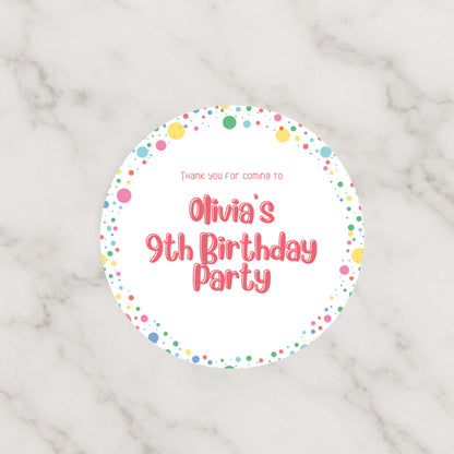 Custom Party Labels, Personalised Stickers, Polka dot stickers