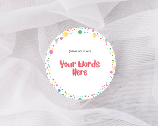 Custom Party Labels, Personalised Stickers, Polka dot stickers