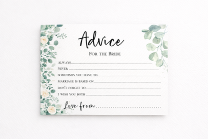 Hen Party Games Advice To The Bride Cards Hen Party Accessories Keepsake Gift Hen Party Games Hen Party Gift Bride To Be Eucalyptus cards
