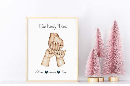 Custom Family Hands A4 Unframed Print, Personalised Family Handprint, Personalised Family Prints, Custom Home Print, bespoke print