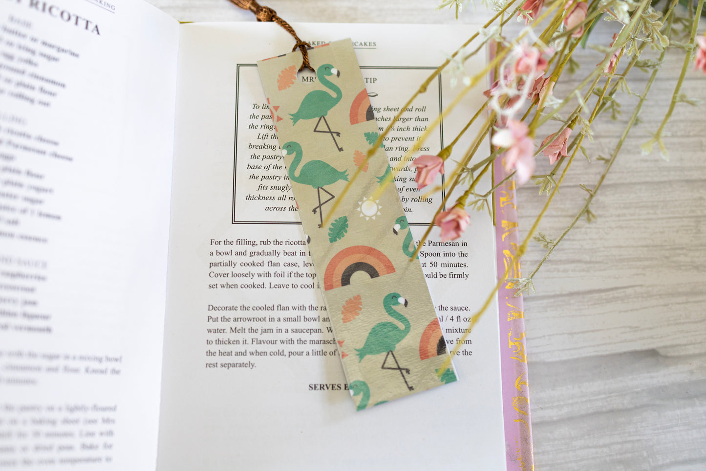 Flamingo laminated bookmark, Rainbow book Mark, laminated bookmarks