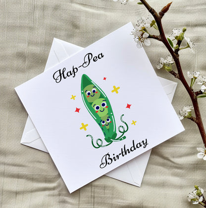 Happy birthday greeting card, Hap - Pea Birthday Card